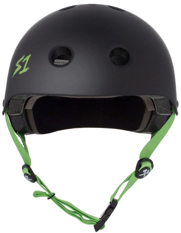 S1 Lifer Helmet Black Matte/Bright Green Straps