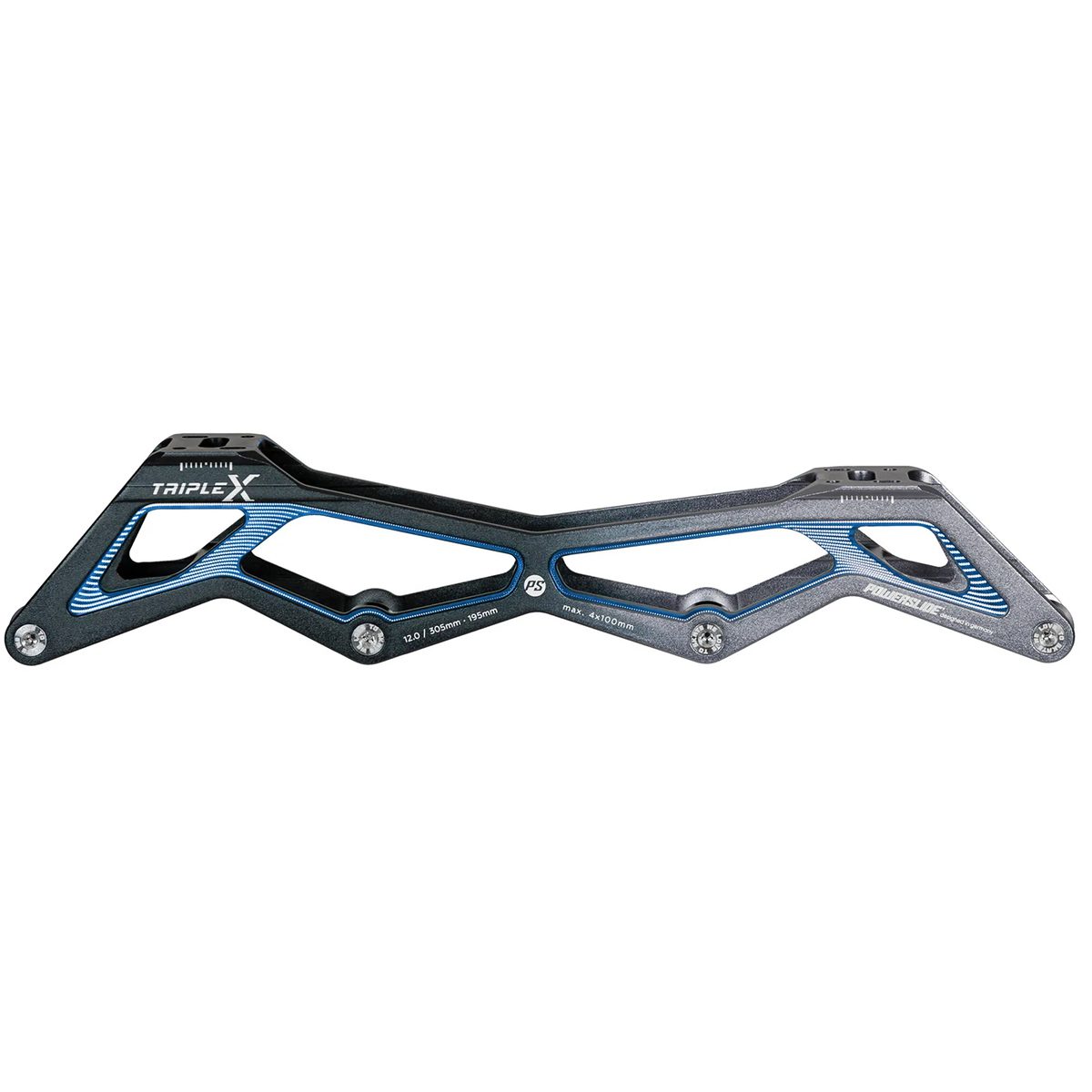 Powerslide Triple X5 12.0" 4x100 Black Blue 195m Frame