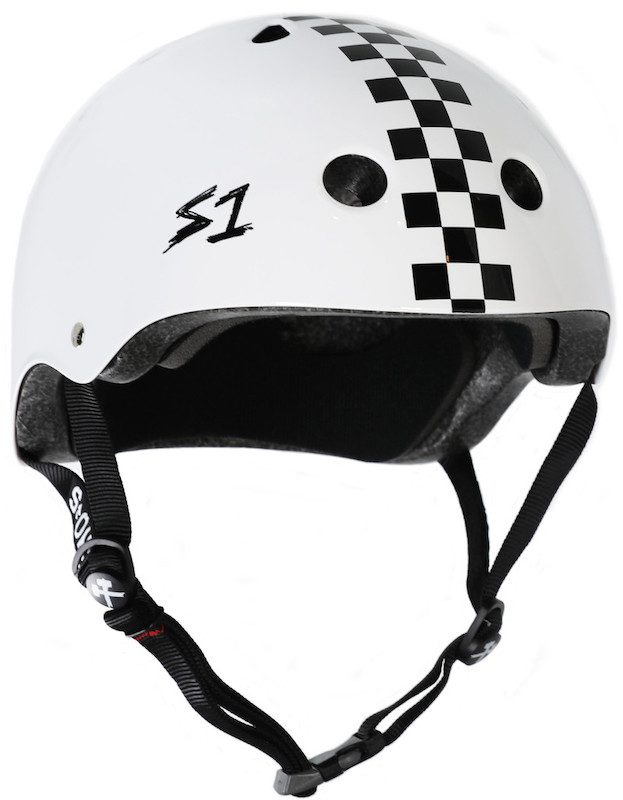 S1 Mega Lifer Helmet White Gloss W/ Checkers