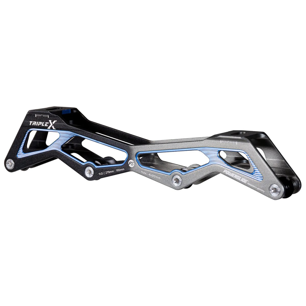 Powerslide Triple X5 11.0" 4x90 Black Blue 195M Frame