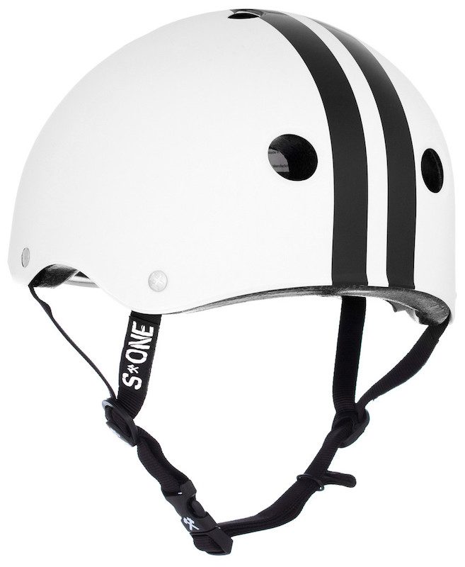 S1 Lifer Helmet White w/ Black Stripes