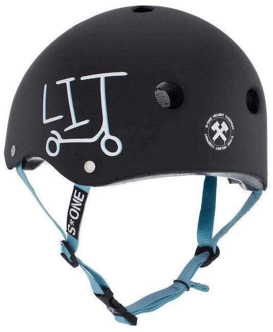 S1 Lifer Helmet Black Matte W/ Light Blue Straps - UNDIALED LIT COLLAB
