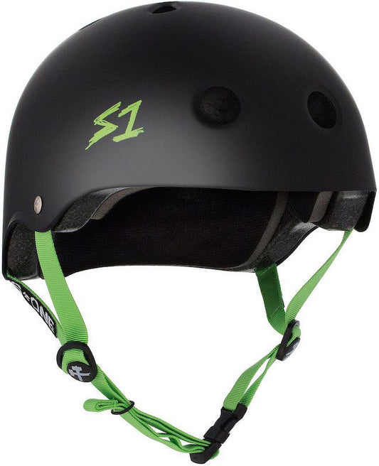 S1 Lifer Helmet Black Matte/Bright Green Straps