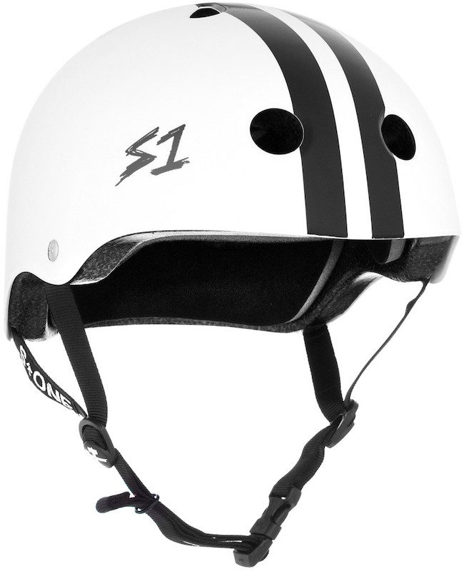 S1 Lifer Helmet White w/ Black Stripes
