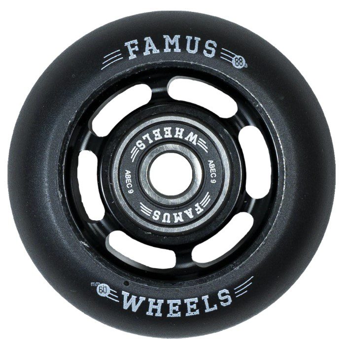 Famus Wheels 60mm - 88A 6 Spokes 1 famus60mm88ablack6spokes